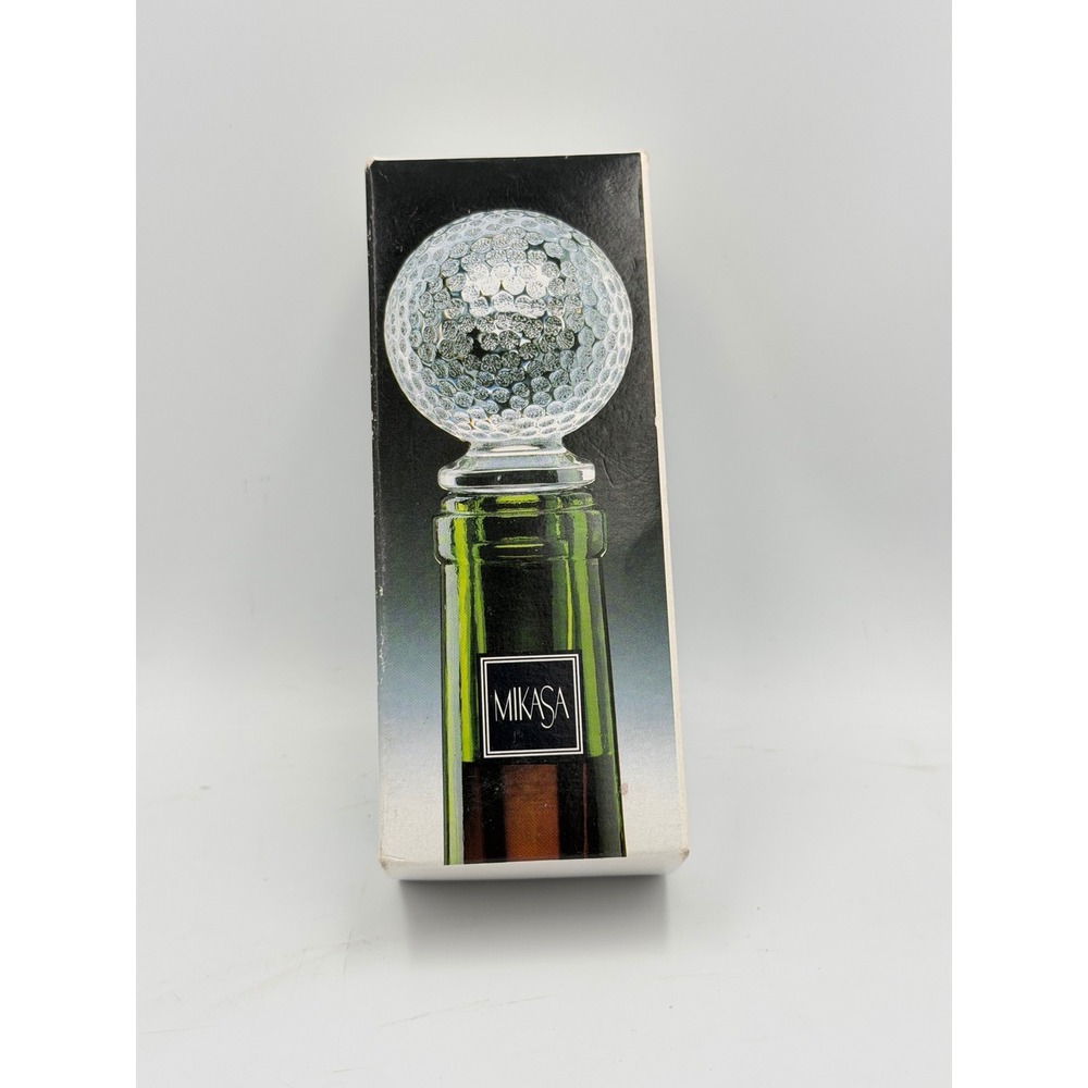 Open Box Mikasa Tee Time Golf Ball Bottle Stopper Crystal T8175/900
